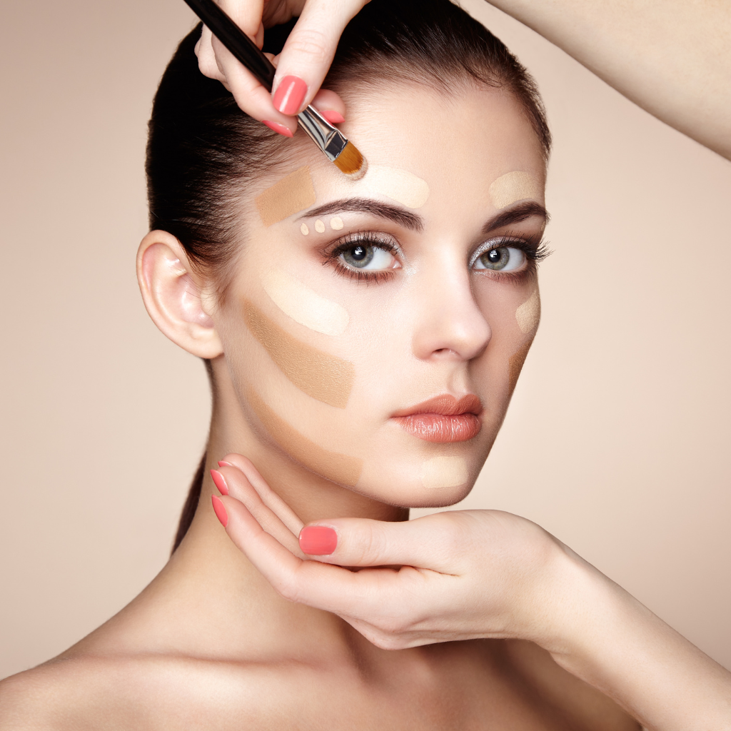 Model with makeup and foundation application