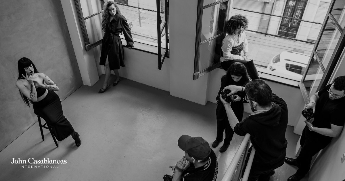 models taking editorial headshots