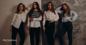 Models practicing posing skills