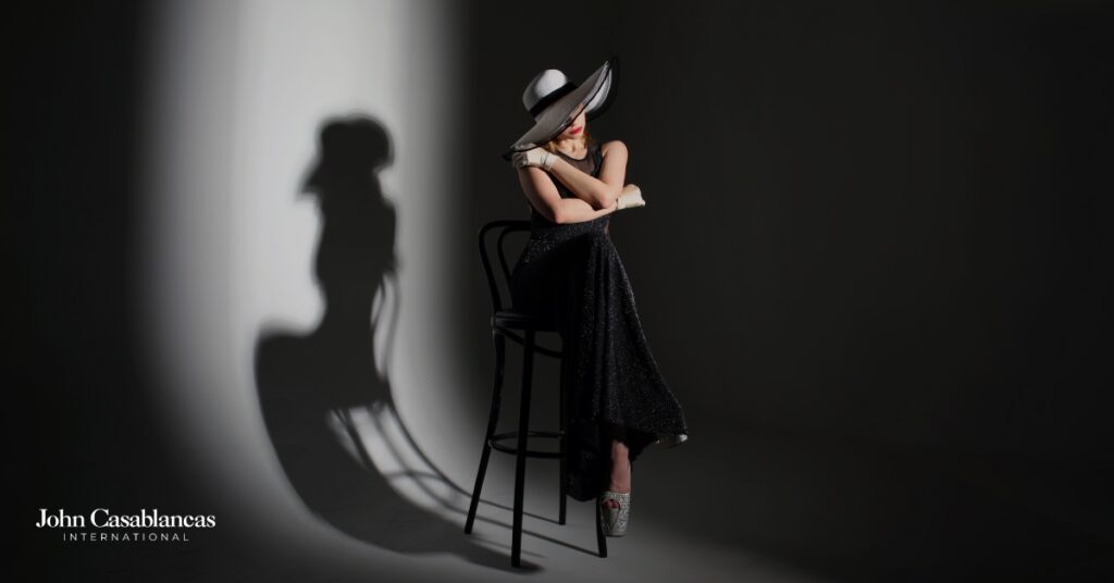 fashion model training in front of a camera